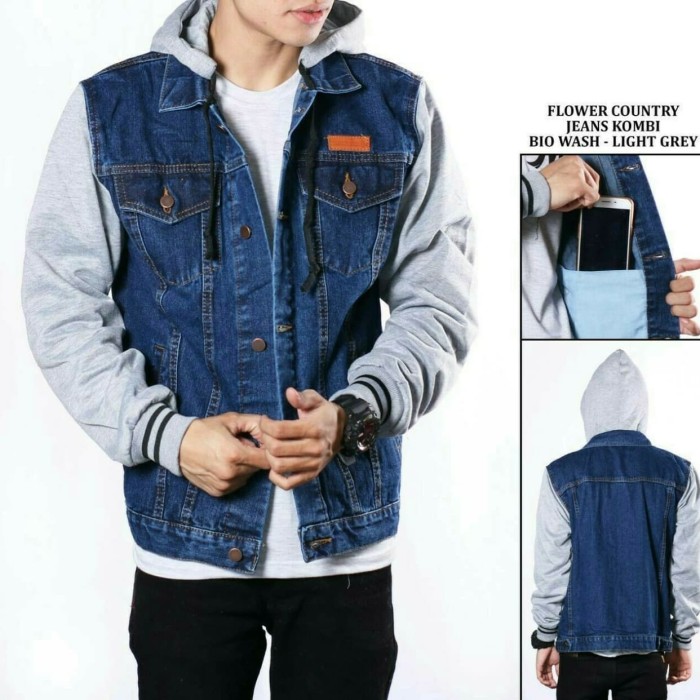 jaket denim hoodie