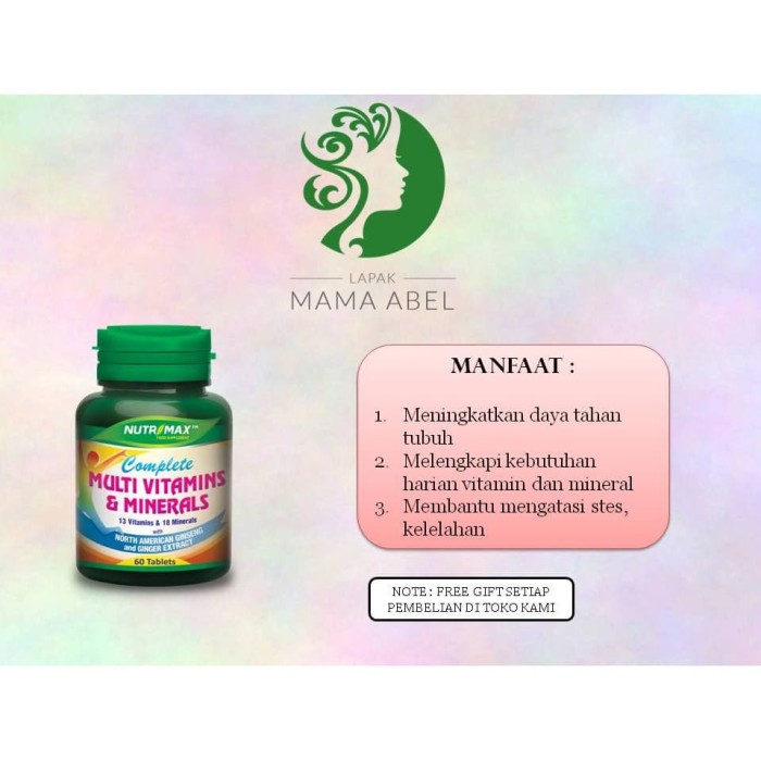 Jual Nutrimax Complete Multivitamins Minerals Isi 60 Tablet Jakarta Pusat Lapak Mama Abel Tokopedia