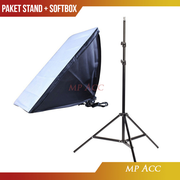 Foto Produk Paket Payung Softbox Reflektor 50x70cm E27 Single Lamp Socket n Stand dari aksesoris-iPhone