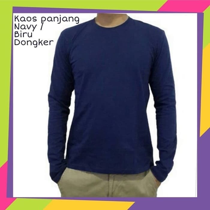 Jual Baju  Kaos Polos  Lengan Panjang Biru Navy  M Navy  