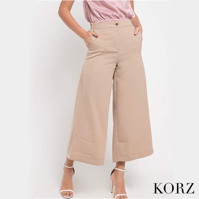 Promo KORZ Celana  Kulot  7 8 Formal  Kerja Beige M 