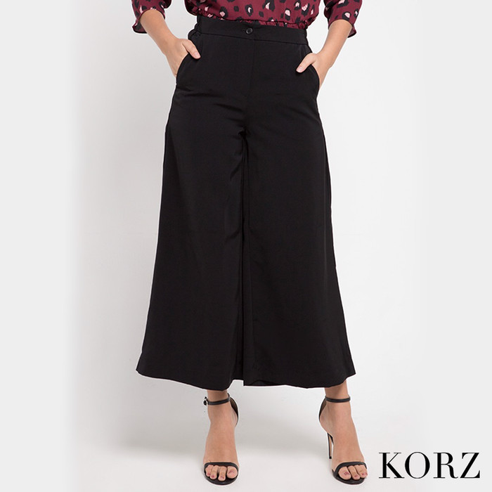 Promo Korz Celana  Kulot  7 8 Formal  Kerja Hitam M 