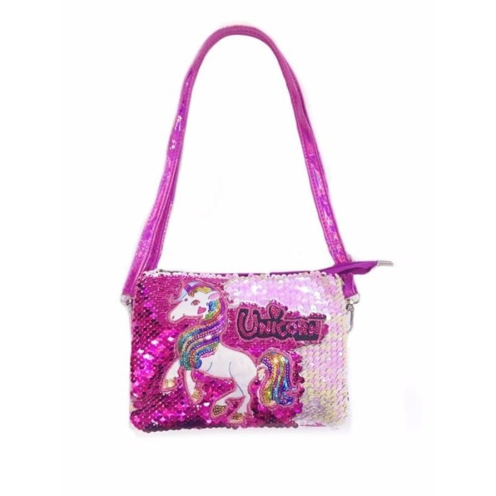 Jual Tas Selempang Dompet Anak UNICORN Sequin Usap Payet 