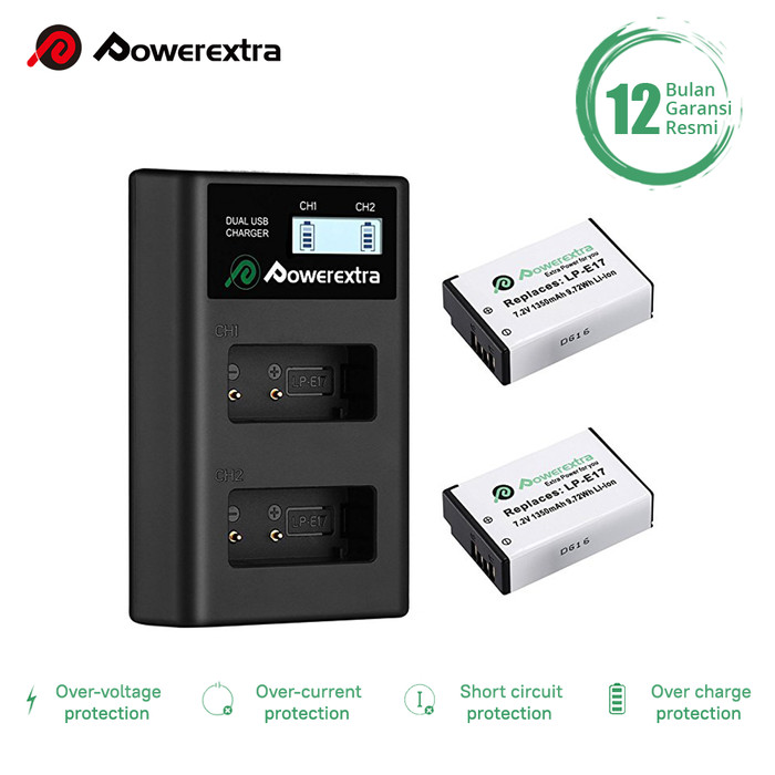 Promo Baterai 2-Pack Canon LP-E17 & Smart Dual Charger LCD