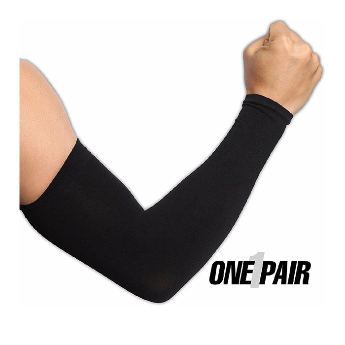 Arm Sleeves Black Gray Plaid Marble Mens Sun UV Protection Sleeves Arm Warmers Cool Long Set Covers
