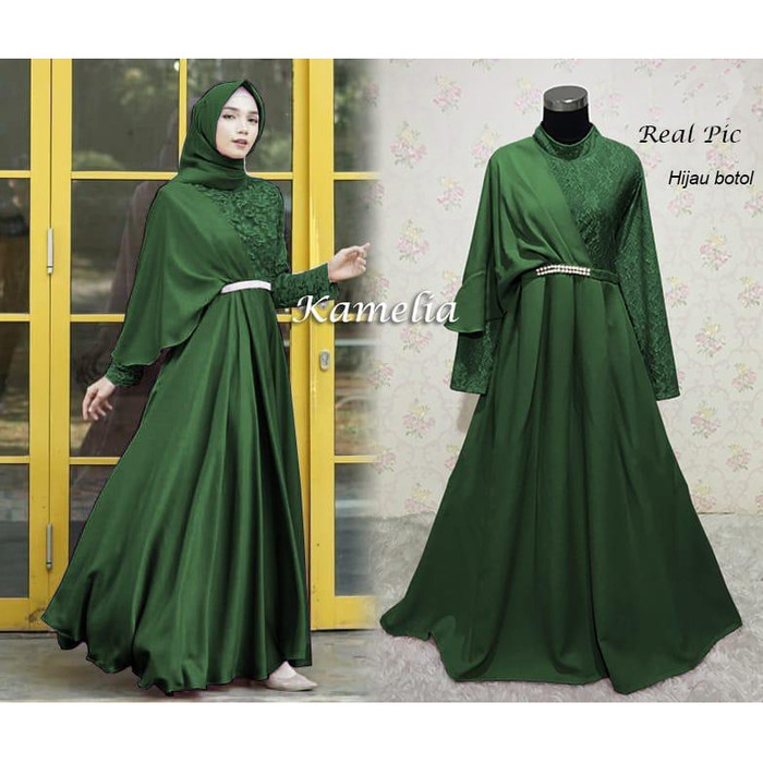 Jual Baju Gamis Pesta Sabyan Brokat Brukat Amelia Warna Hijau Botol Jakarta Pusat Anugerahjaya Tokopedia