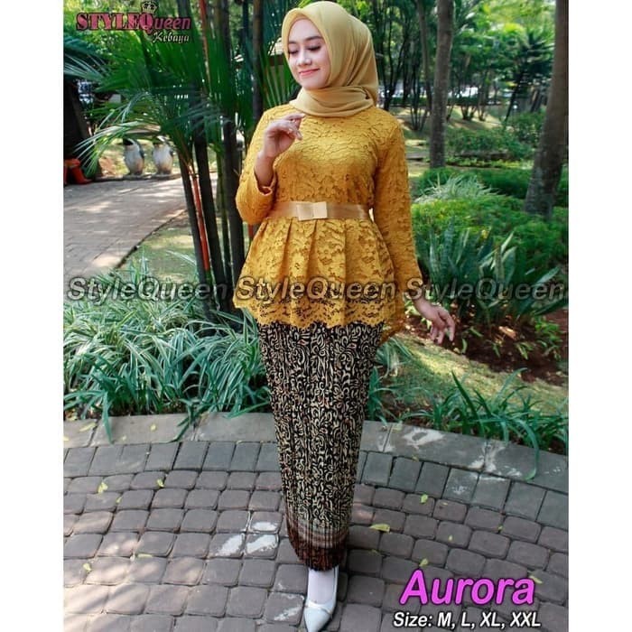 Kebaya Kuning Kunyit Cocok Dengan Jilbab Warna Apa - Voal Motif