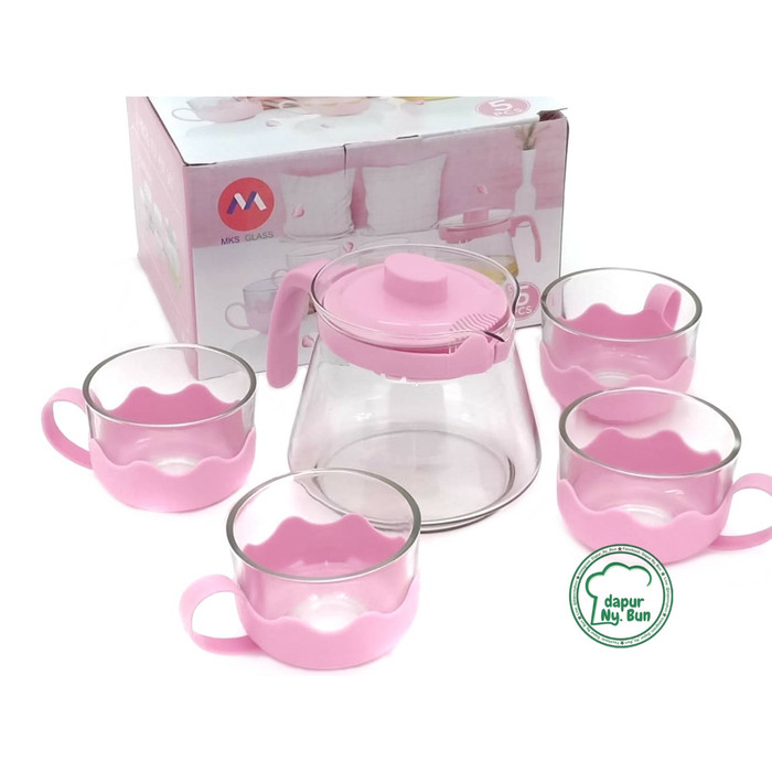 Jual Tea  Pot  Set Kaca  5 In 1 1 Teko Set Kaca  4 Cangkir 