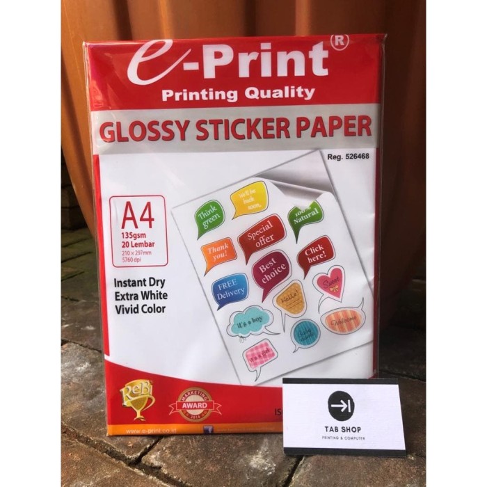 Jual EPRINT GLOSSY STICKER PAPER Jakarta Barat Tab