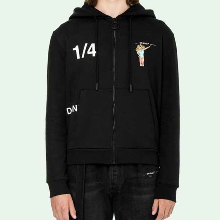 off white zip up hoodie