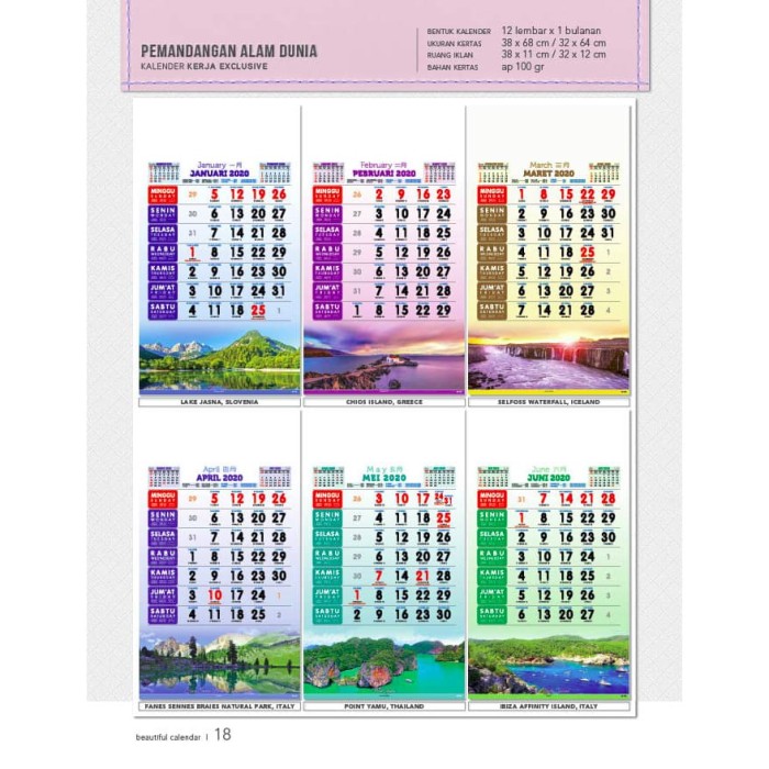 Jual Kalender Kerja Exclusive Pemandangan Alam Dunia 2020 Jakarta Barat Aobeautifulcalender Tokopedia