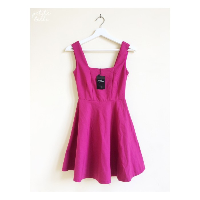 fuschia fit and flare dress