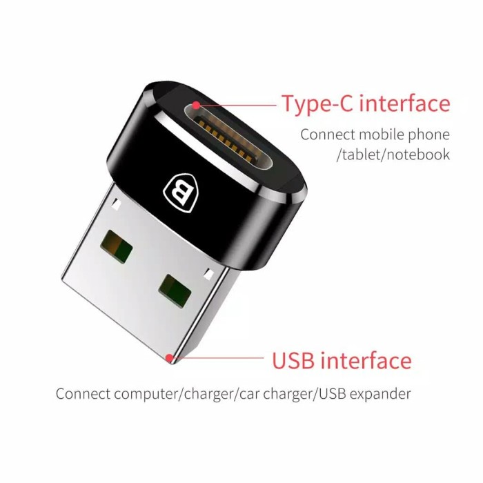 Jual OTG Baseus USB Male to Type C Female Adapter Converter USB ke