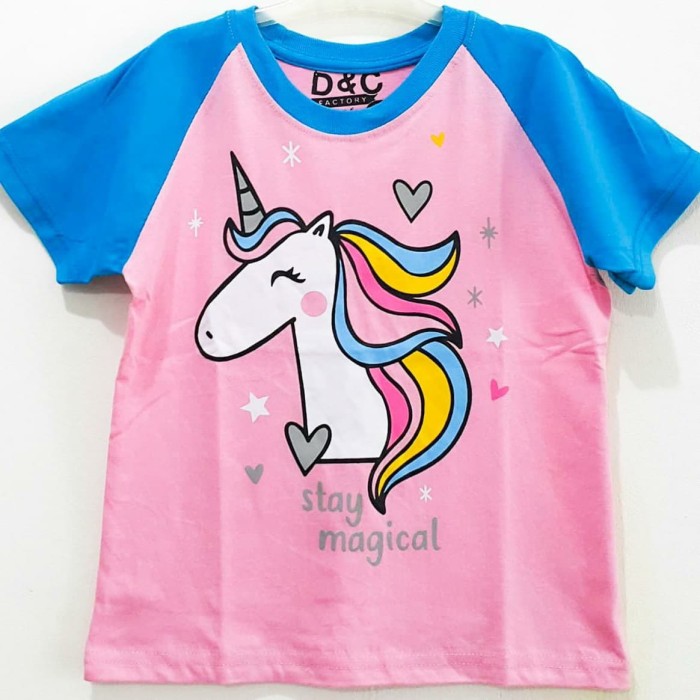Foto Produk KAOS ANAK SIZE 1-6 UNICORN PINK LENGAN BIRU D&C STAY MAGICAL dari MAYA FINKA