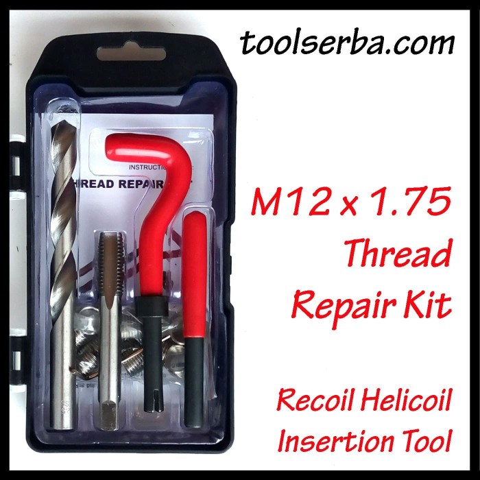 Jual Thread Repair Kit Set M12x1.75 Tap Recoil Helicoil Service Drat