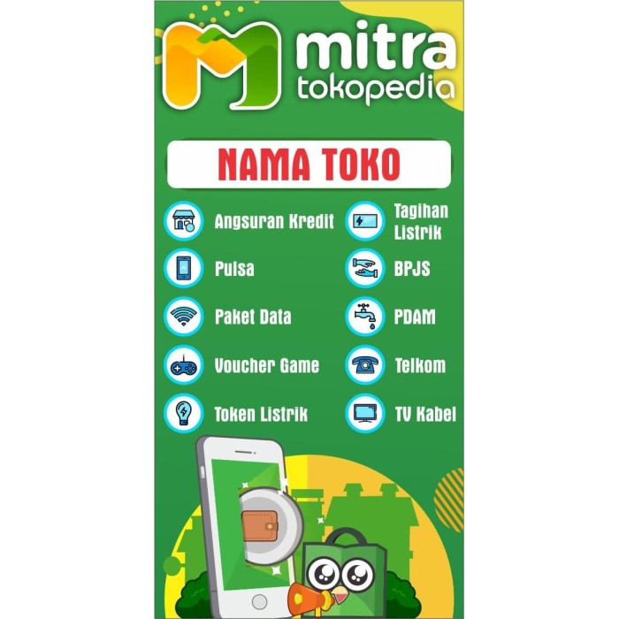 Jual Spanduk Banner Mitra TOKOPEDIA (VERSI MINI) ukuran 100cm x 50cm