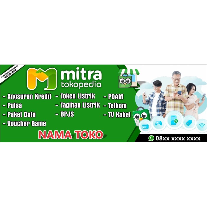 Jual Spanduk Banner Mitra  Tokopedia  Baru 200cm x 75cm 