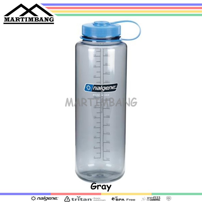 Clear Gray 48oz Nalgene Wide Mouth Water Bottle