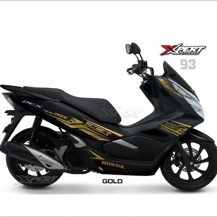 Jual Cutting sticker  PCX  hitam  striping gold bhn oracal 