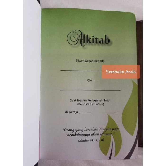 Jual Alkitab Lai Tb 054 Ti Edisi Sidi Baptis Model Agenda Dki Jakarta Sembako Anda Tokopedia