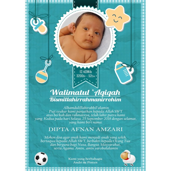 Jual KARTU  UCAPAN  AQIQAH CUSTOM  MURAH Jakarta Barat 