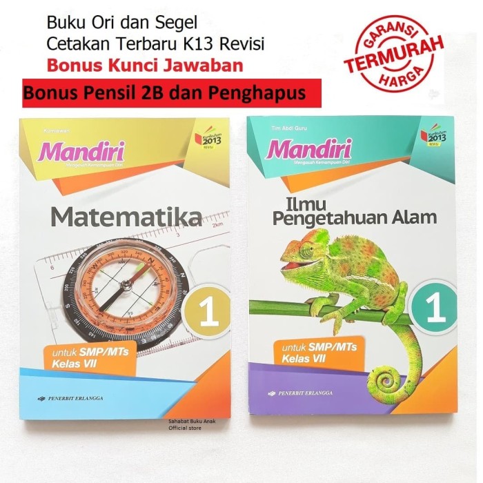 Kunci Jawaban Buku Erlangga Mandiri Matematika Kelas 7