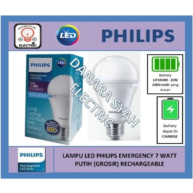 Jual PHILIPS LAMPU LED BULB EMERGENCY 7W 7 WATT PUTIH ...