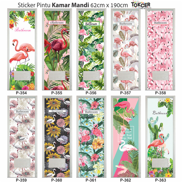 Jual Stiker Pintu Kamar Mandi  Motif FLAMINGO P 354 