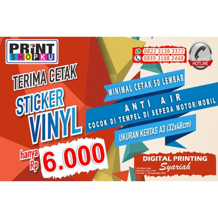 Jual Promo Cetak Sticker Vinyl Kota Surabaya Suplier Kertas