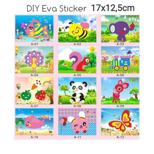 Jual Mainan Anak Menempel Kolase Diy Eva Sticker Seri A Kab