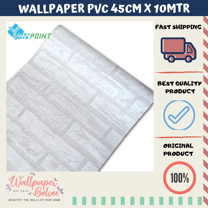 Jual Wallpaper sticker 45cm x 10mtr - bata putih list soft