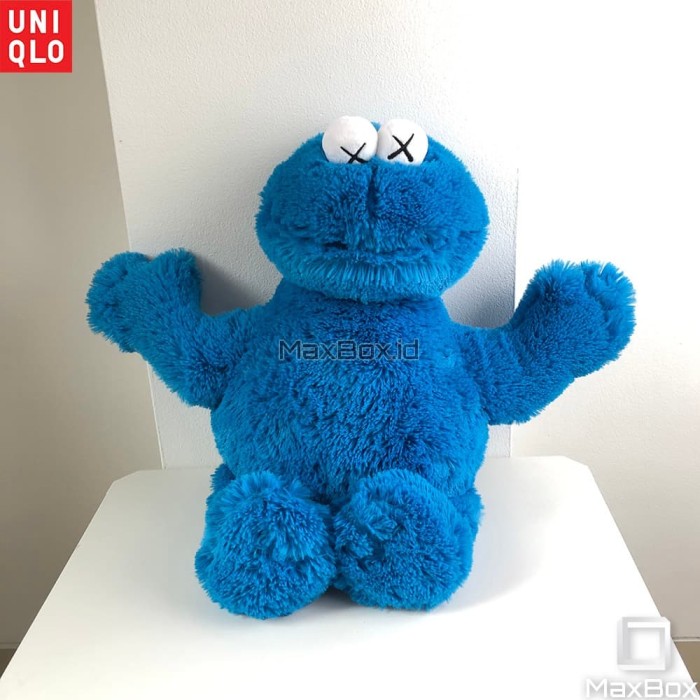 kaws sesame street uniqlo cookie monster plush toy blue