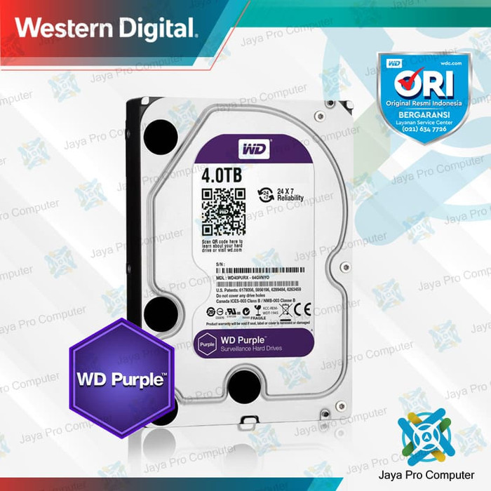 Jual WD Caviar Purple Harddisk 4TB - HDD/ Hardisk/ CCTV