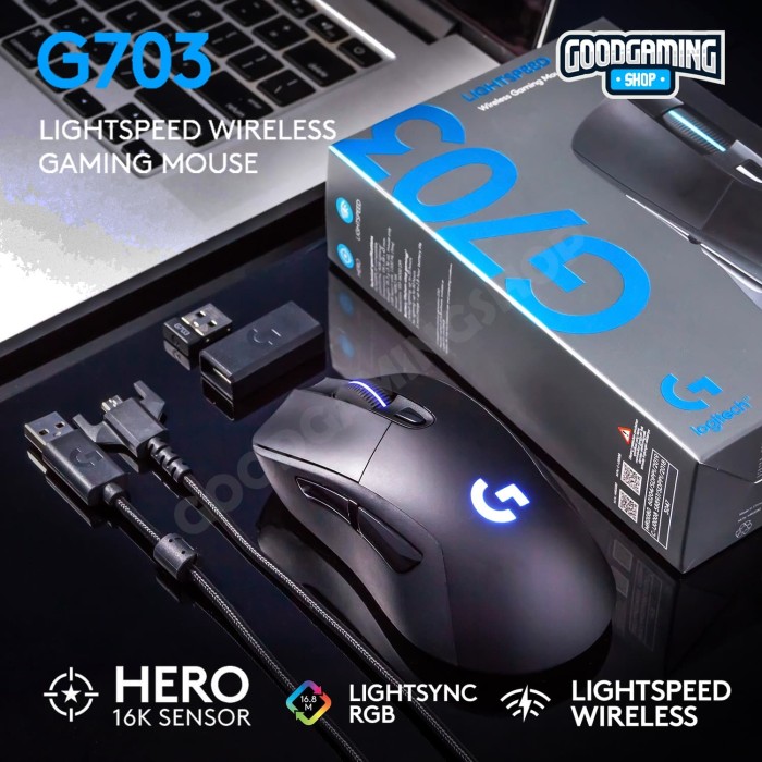 Jual Logitech G703 Hero Wireless Gaming Mouse - 2 Year