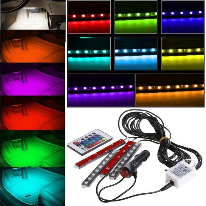  Jual  4Pcs 9LED Lampu  Kolong Mobil  RGB  Remote Variasi 