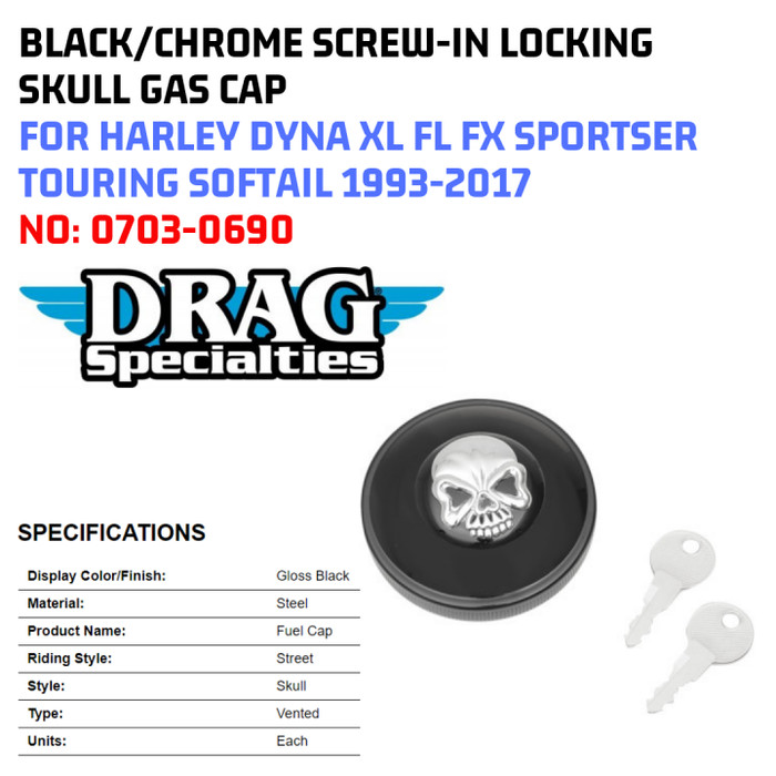 Harley Davidson HardDrive Screw In Locking Fuel Gas Cap LowRider Fatboy Lo