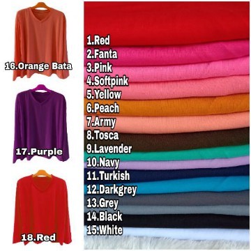 Jual KAOS  POLOS  WANITA  VNECK XXL JUMBO  BIGSIZE LENGAN 