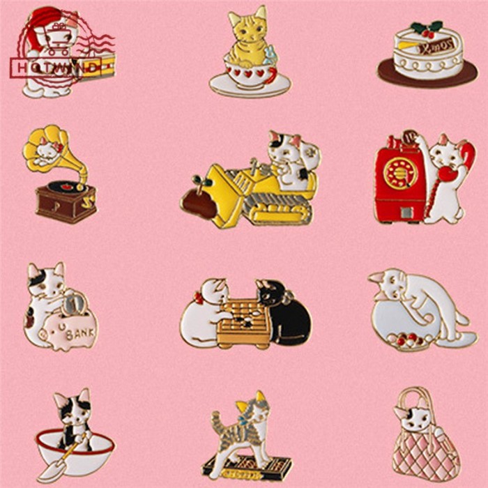 Jual Import Hw Bros Pin Bentuk Kartun Hewan Kucing Lucu Bahan