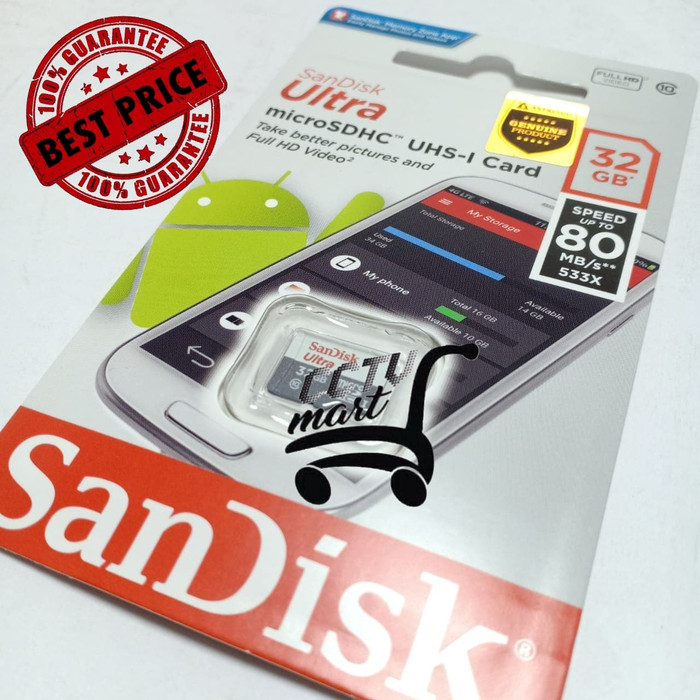 Jual Memory card SanDisk 32GB Class 10 80MBps N/A GARANSI RESMI Kota Surabaya cctv mart