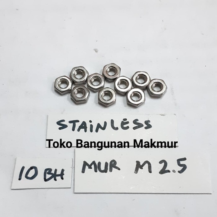 Foto Produk Mur M2.5 Stainless Steel 304 Mur M2.5 x0.45 10pcs dari toko Bangunan Makmur