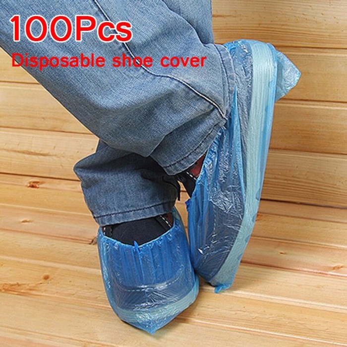 100PCS Waterproof Boot Cover Plastic Disposable Hospitality Medical Shoe Covers