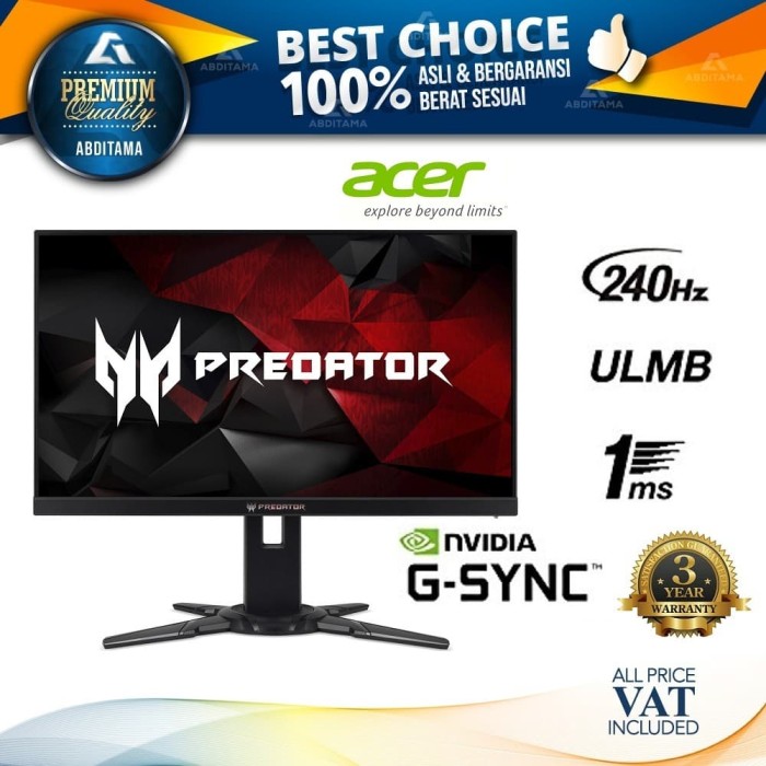 Jual Monitor Led Gaming Acer Predator Xb252 Xb252q 25 1920x1080 240hz 1ms Jakarta Pusat Abditama Official Tokopedia