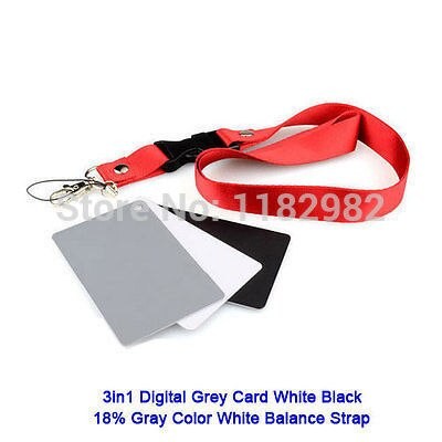 3 in 1 Digital White Black Grey Balance Cards 18/% Gray Card with Neck Strap NEW