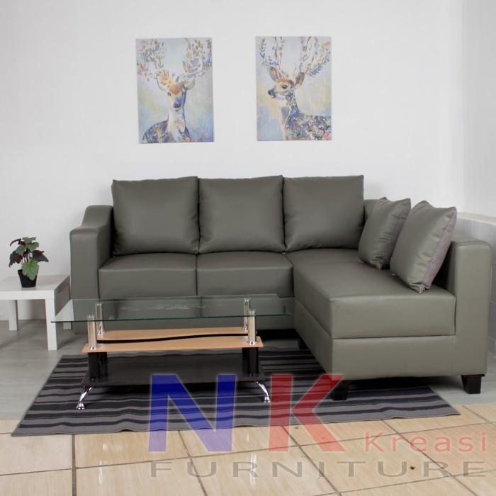 Jual Sofa Kursi  Ruang Tamu Minimalis  Kulit Oscar abu  abu  Jakarta Timur Sofa Minimalis  