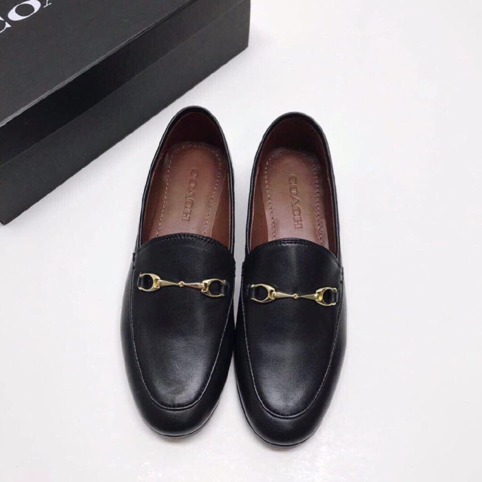 coach women's black leather loafers