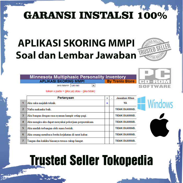 Jual Paket Alat Tes Psikologi MMPI dan Aplikasi Skoring