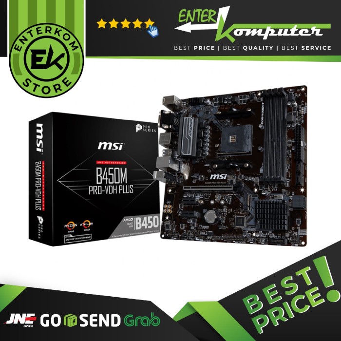 MSI B450M Pro VDH Plus AM4 AMD Promontory B450 DDR4 USB3.1 SATA3 Enterkomputer Jual Beli Online Komputer Rakit PC Termurah Terlengkap
