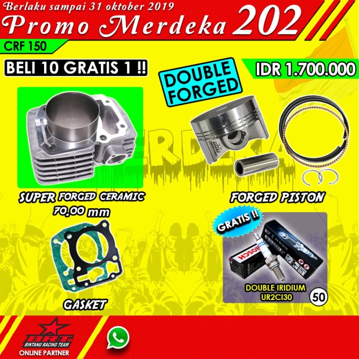 Jual Paket Bore  Up  BRT 70mm Ceramic Honda CRF  150  Kab 