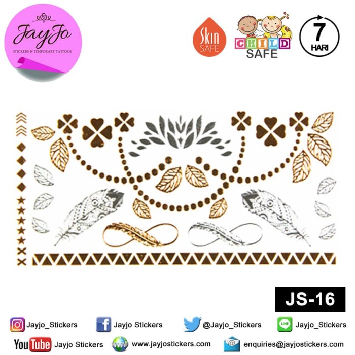 Jual Temporary Tattoo Feather JS 16 Tato  Temporer  