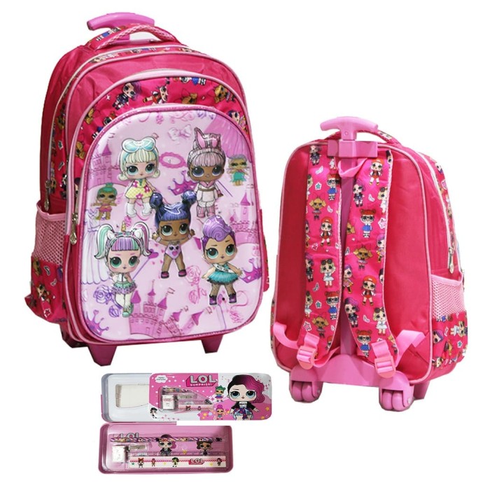 Jual PROMO Tas Anak Trolley SD LOL Berlima 5D Timbul Import +KOTAK